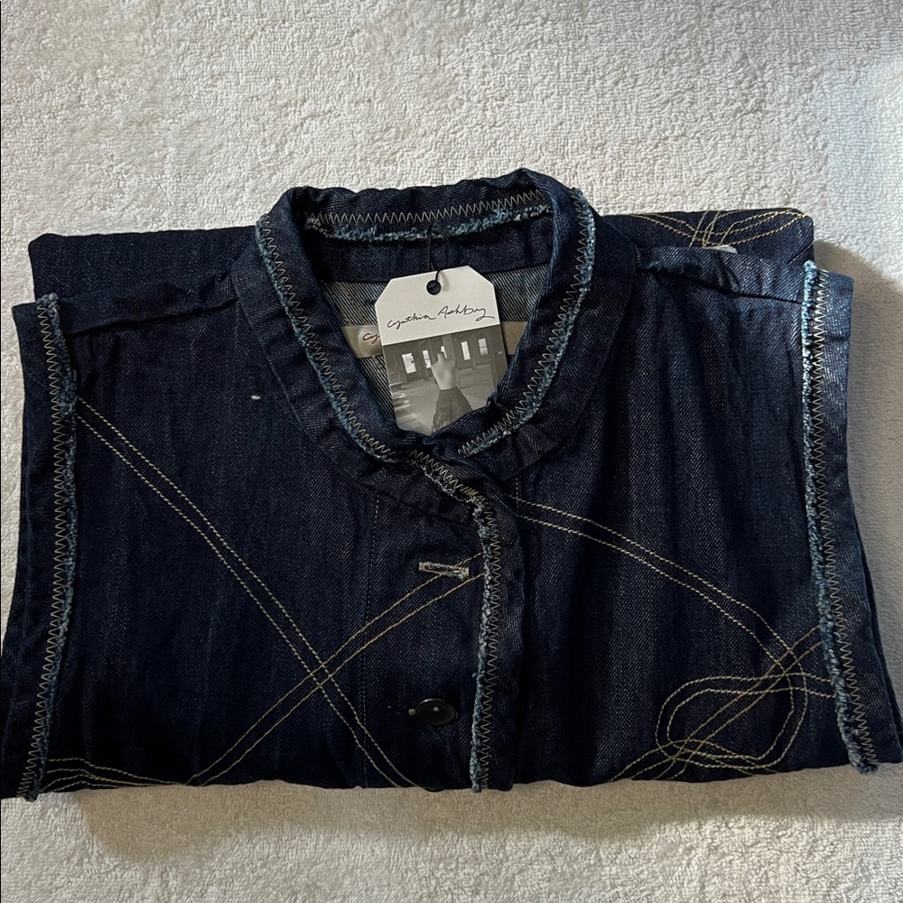 Cynthia Ashby Long Dark Blue Denim Vest, Women’s Size M (12-14) - Picture 5 of 12